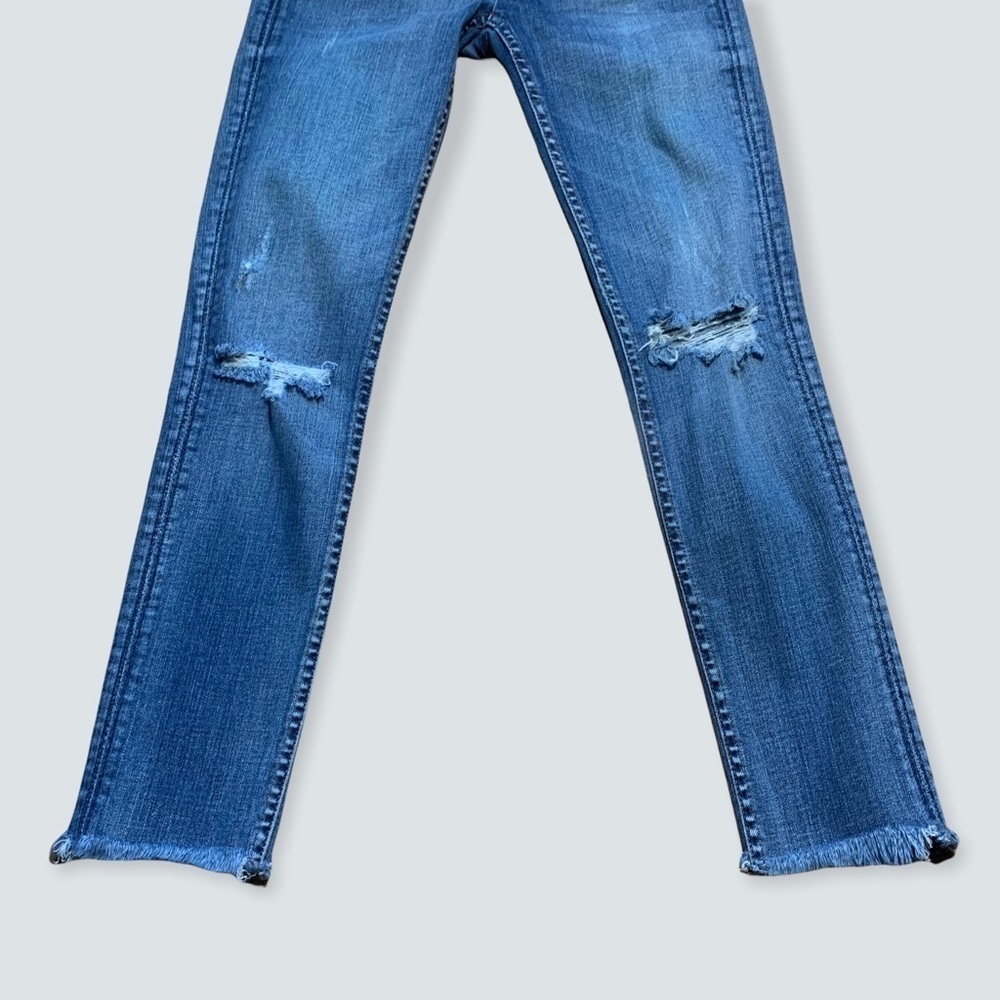 Hudson Womens Colin Midrise Skinny Rawhem Blue Jean Size 24 Made In Los Angeles View 4